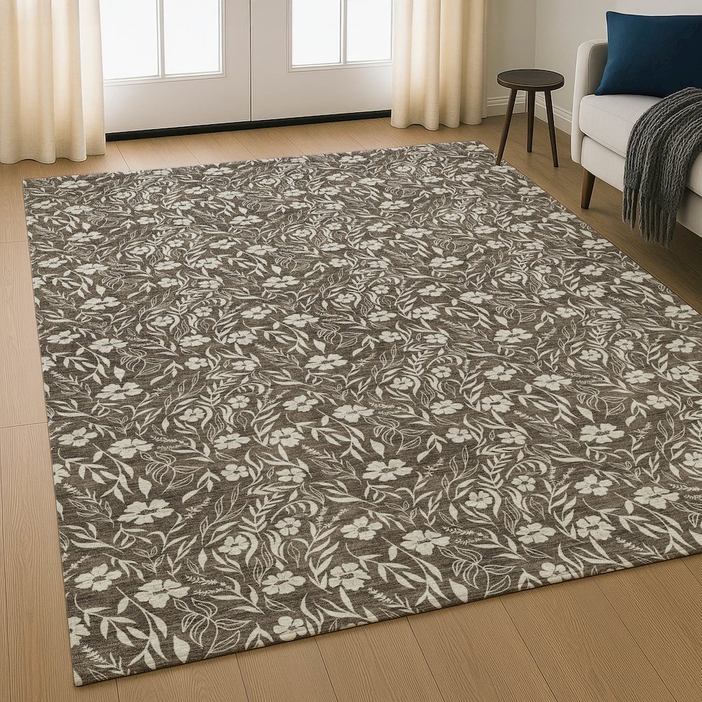 Luxury Washable Indoor/Outdoor Soft Essentials SE4 Brown 3' x 5' Rug. Picture 5