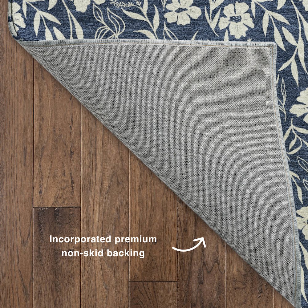Luxury Washable Indoor/Outdoor Soft Essentials SE4 Blue 2'3" x 7'6" Runner Rug. Picture 4