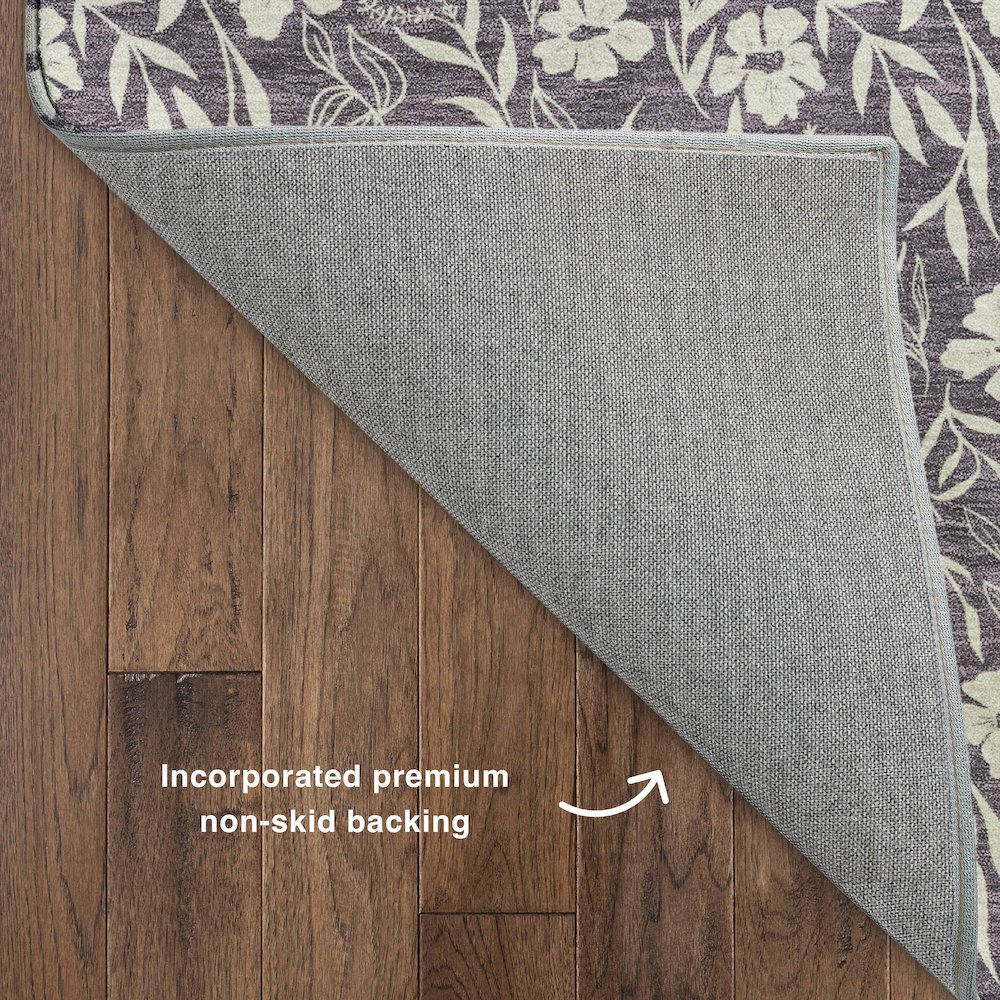 Luxury Washable Indoor/Outdoor Soft Essentials SE4 Purple 2'3" x 7'6" Runner Rug. Picture 4