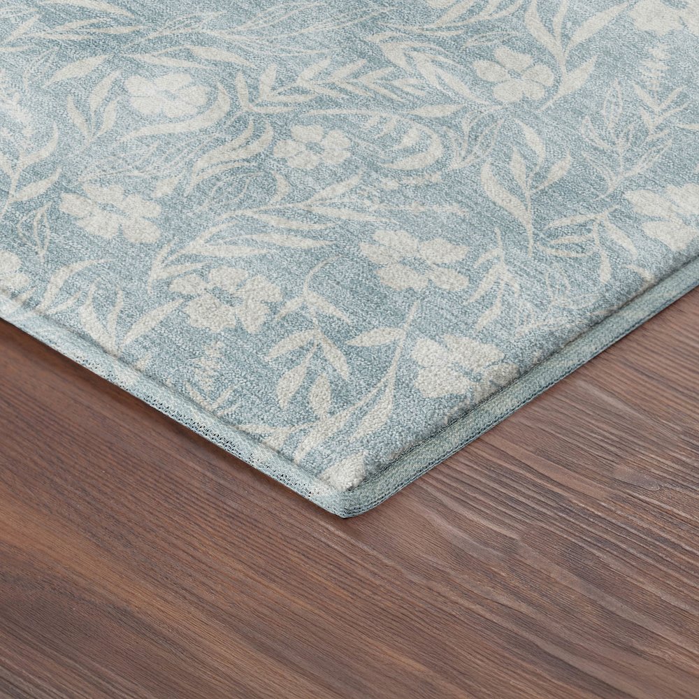 Luxury Washable Indoor/Outdoor Soft Essentials SE4 Blue 2'3" x 7'6" Runner Rug. Picture 2