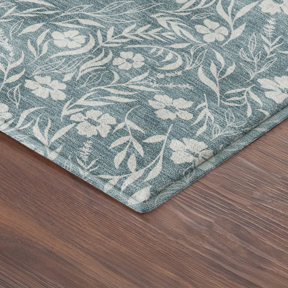 Luxury Washable Indoor/Outdoor Soft Essentials SE4 Teal 2'3" x 7'6" Runner Rug. Picture 2