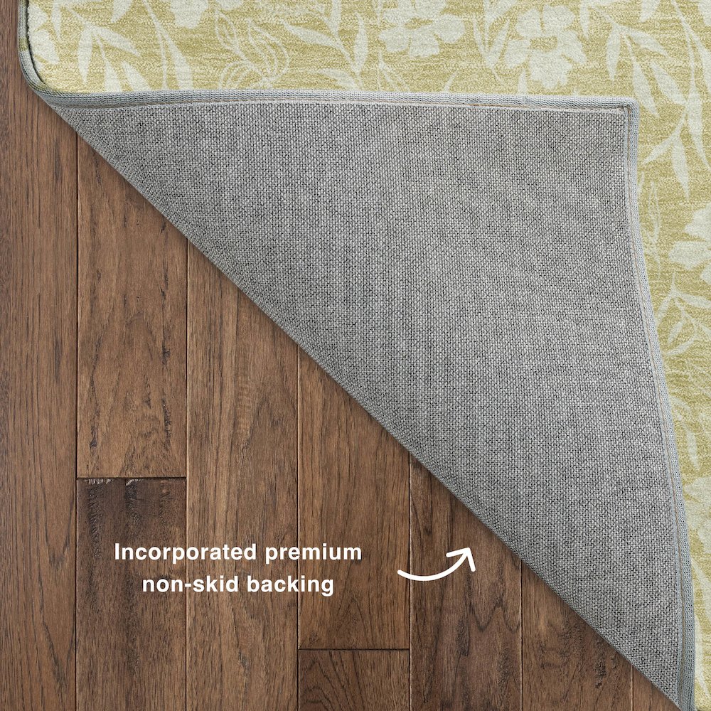 Luxury Washable Indoor/Outdoor Soft Essentials SE4 Gold 2'3" x 7'6" Runner Rug. Picture 4
