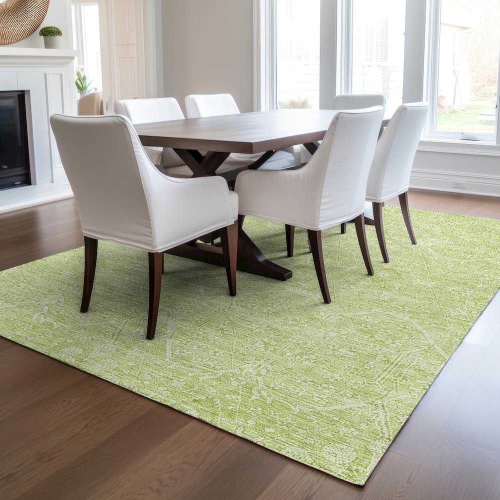 Luxury Washable Indoor/Outdoor Solace Lime 3' x 5' Rug. Picture 6