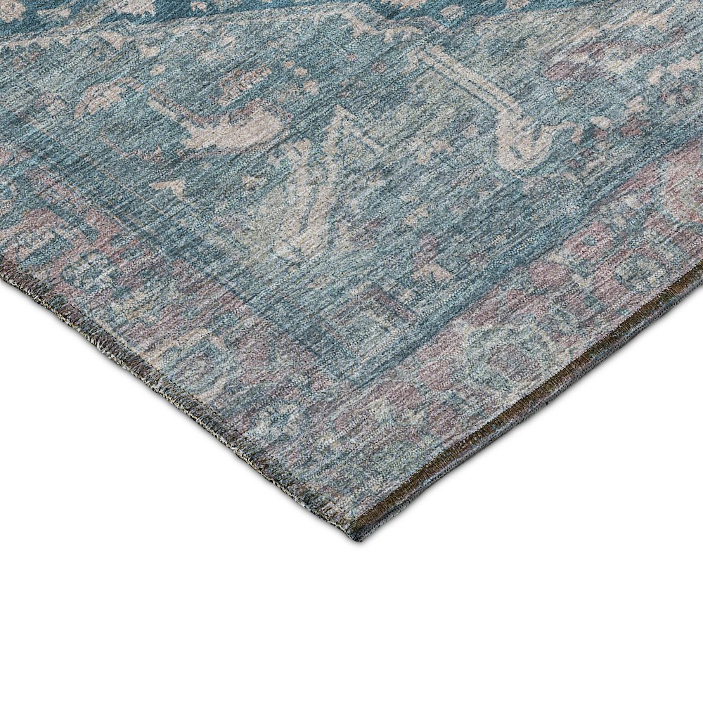 Luxury Washable Indoor/Outdoor Solace Blue 2'3" x 7'6" Runner Rug. Picture 2