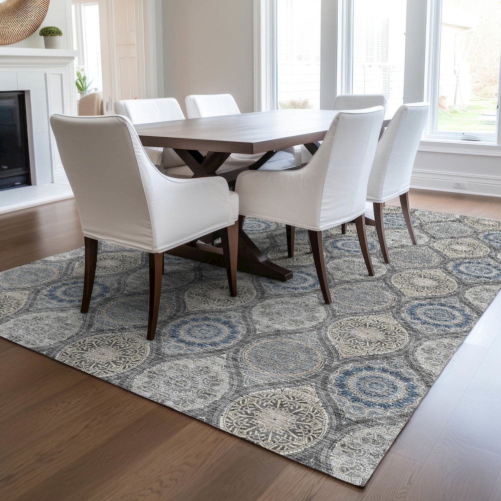 Luxury Washable Indoor/Outdoor Solace Gray 3' x 5' Rug. Picture 6