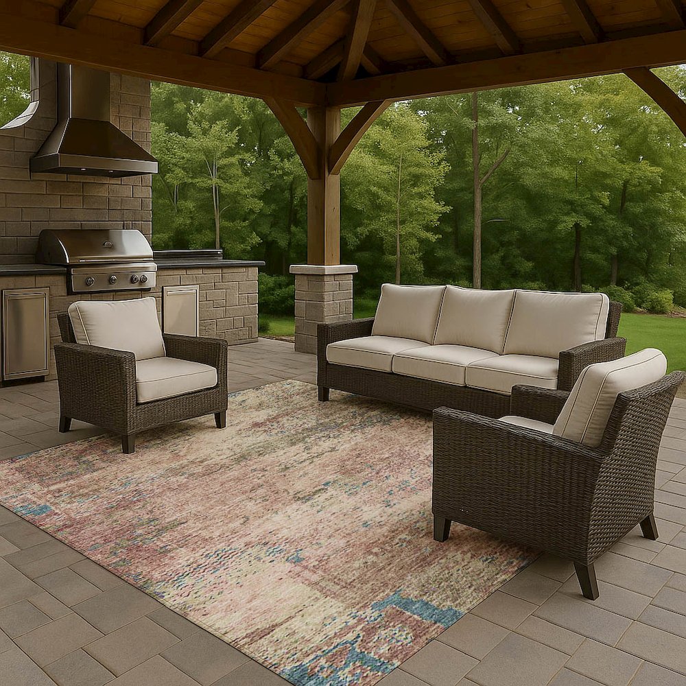 Luxury Washable Indoor/Outdoor Solace Blush 3' x 5' Rug. Picture 7