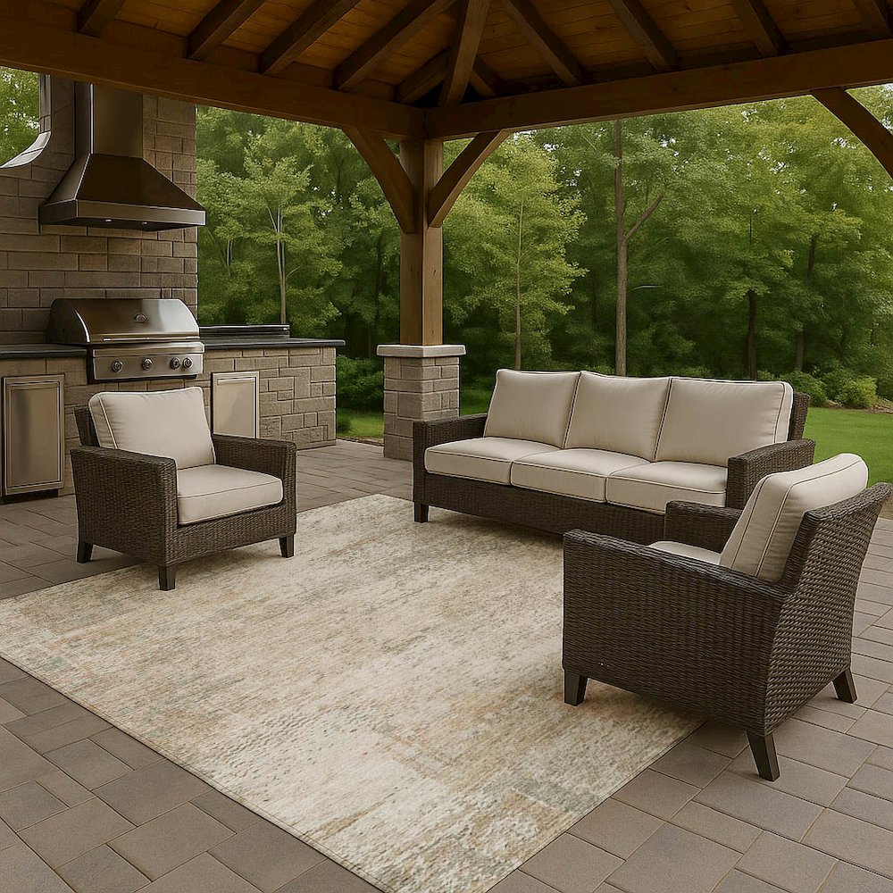 Luxury Washable Indoor/Outdoor Solace Linen 3' x 5' Rug. Picture 7