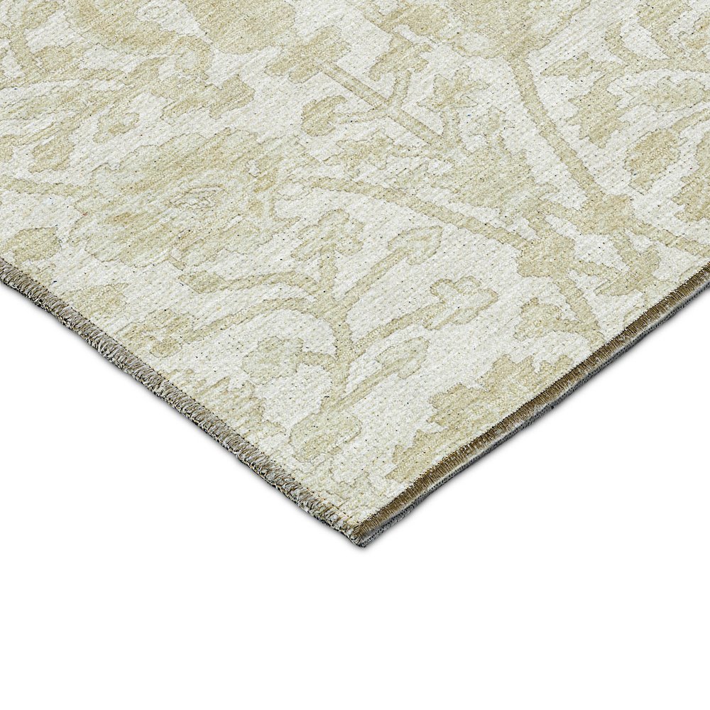 Luxury Washable Indoor/Outdoor Solace Ivory 2'3" x 7'6" Runner Rug. Picture 2