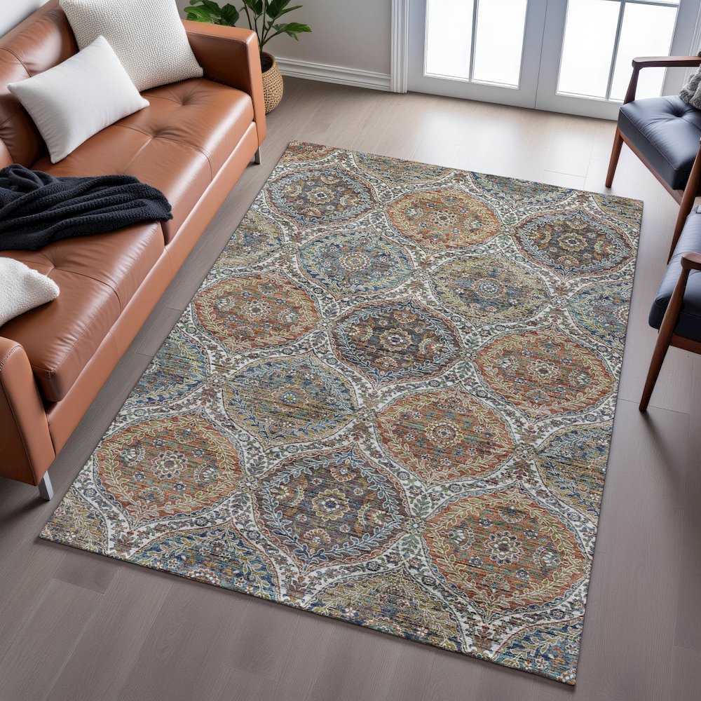 Indoor/Outdoor Silk Road Multi 3' x 5' Rug. Picture 6