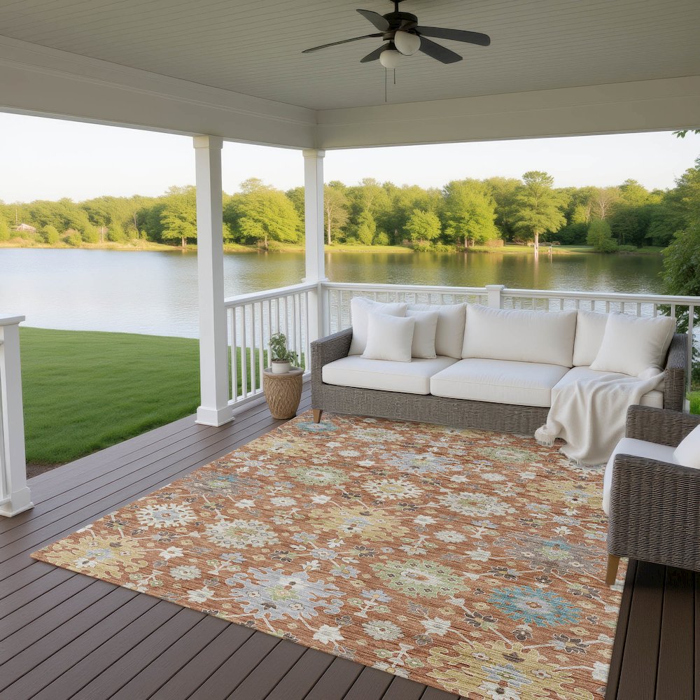 Indoor/Outdoor Silk Road Cayenne 3' x 5' Rug. Picture 7
