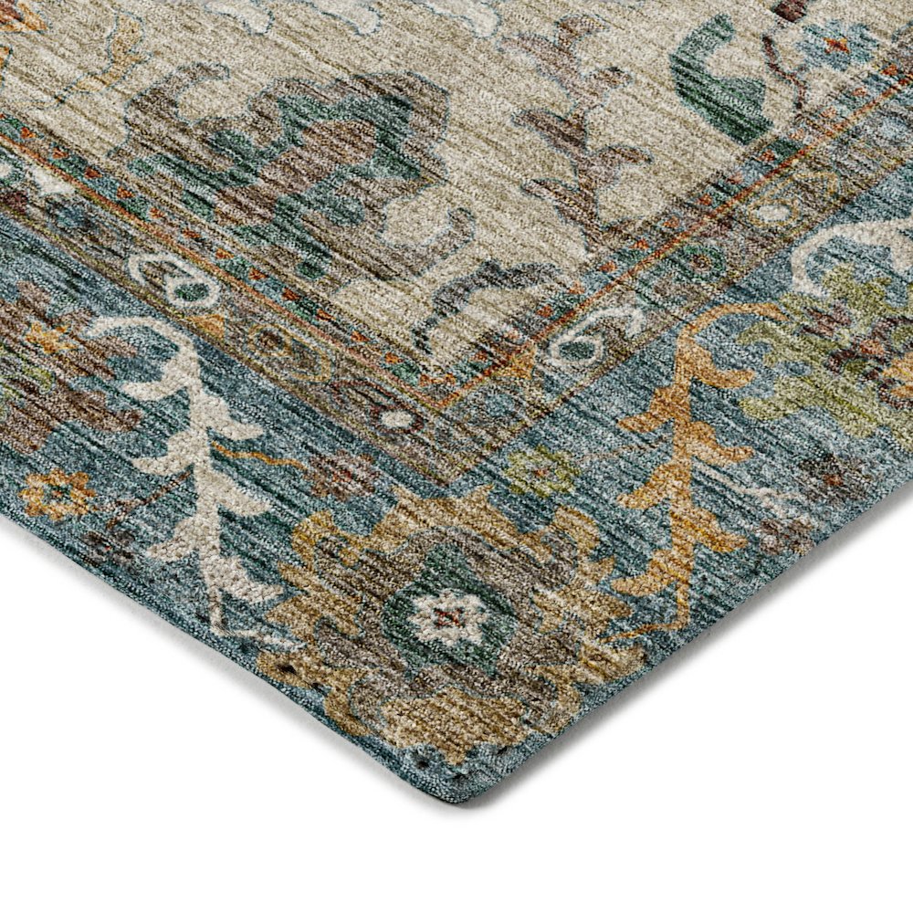 Indoor/Outdoor Silk Road Aqua 2'3" x 7'6" Runner Rug. Picture 2