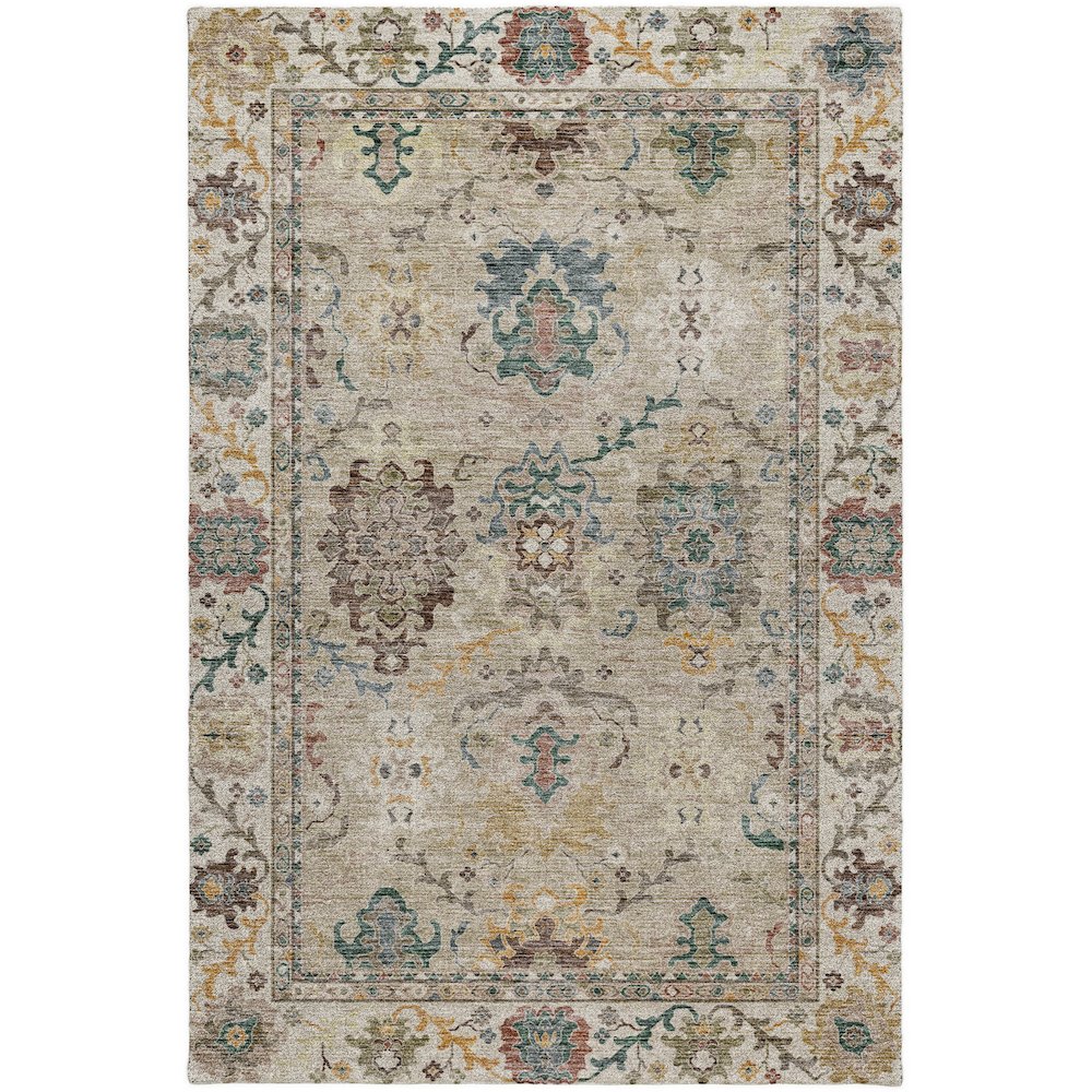 Indoor/Outdoor Silk Road Putty 3' x 5' Rug. Picture 1