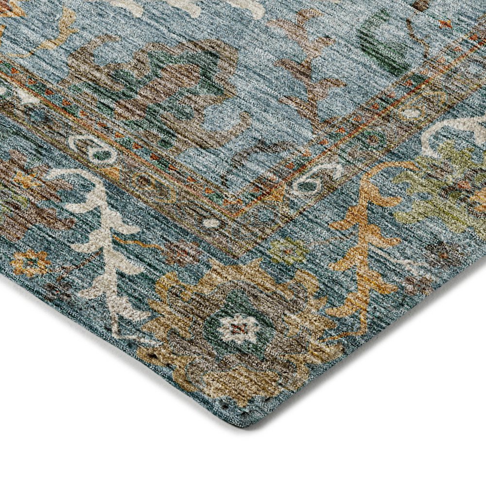 Indoor/Outdoor Silk Road Aqua 2'3" x 7'6" Runner Rug. Picture 2