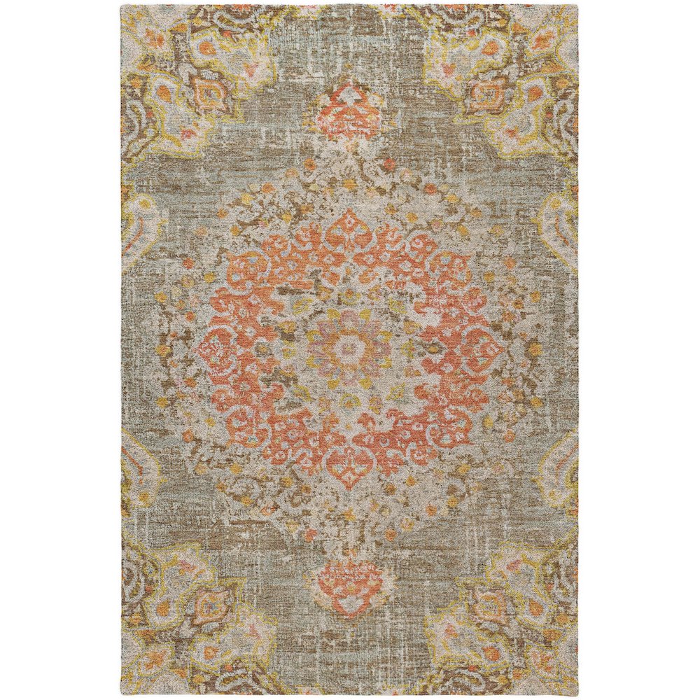 Luxury Washable Indoor/Outdoor Tabrook Brown 3' x 5' Rug. Picture 1