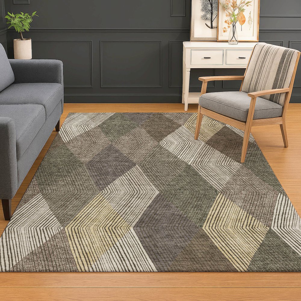 Luxury Washable Indoor/Outdoor The Reserve Brown 3' x 5' Rug. Picture 5