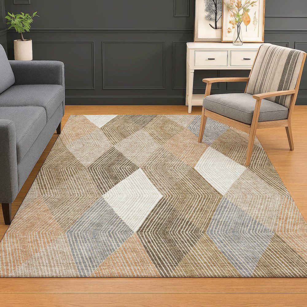 Luxury Washable Indoor/Outdoor The Reserve Copper 3' x 5' Rug. Picture 5