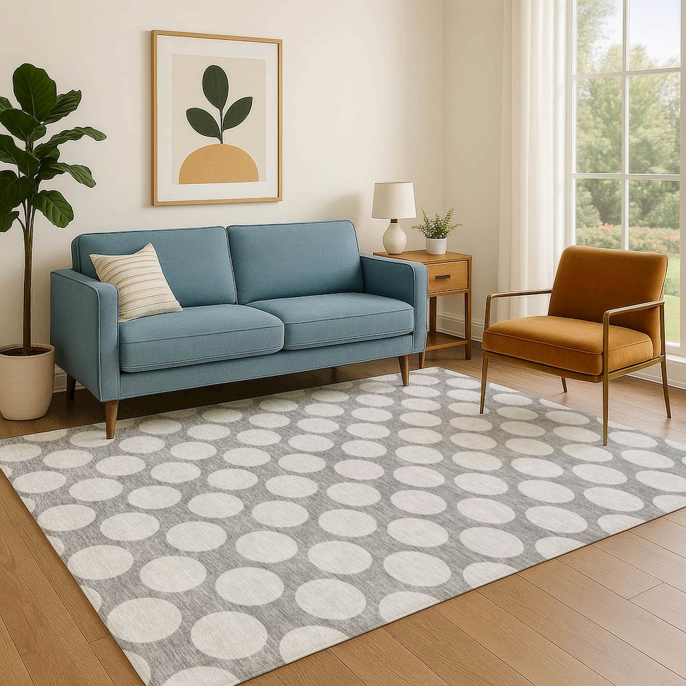 Luxury Washable Indoor/Outdoor The Reserve Gray 3' x 5' Rug. Picture 6