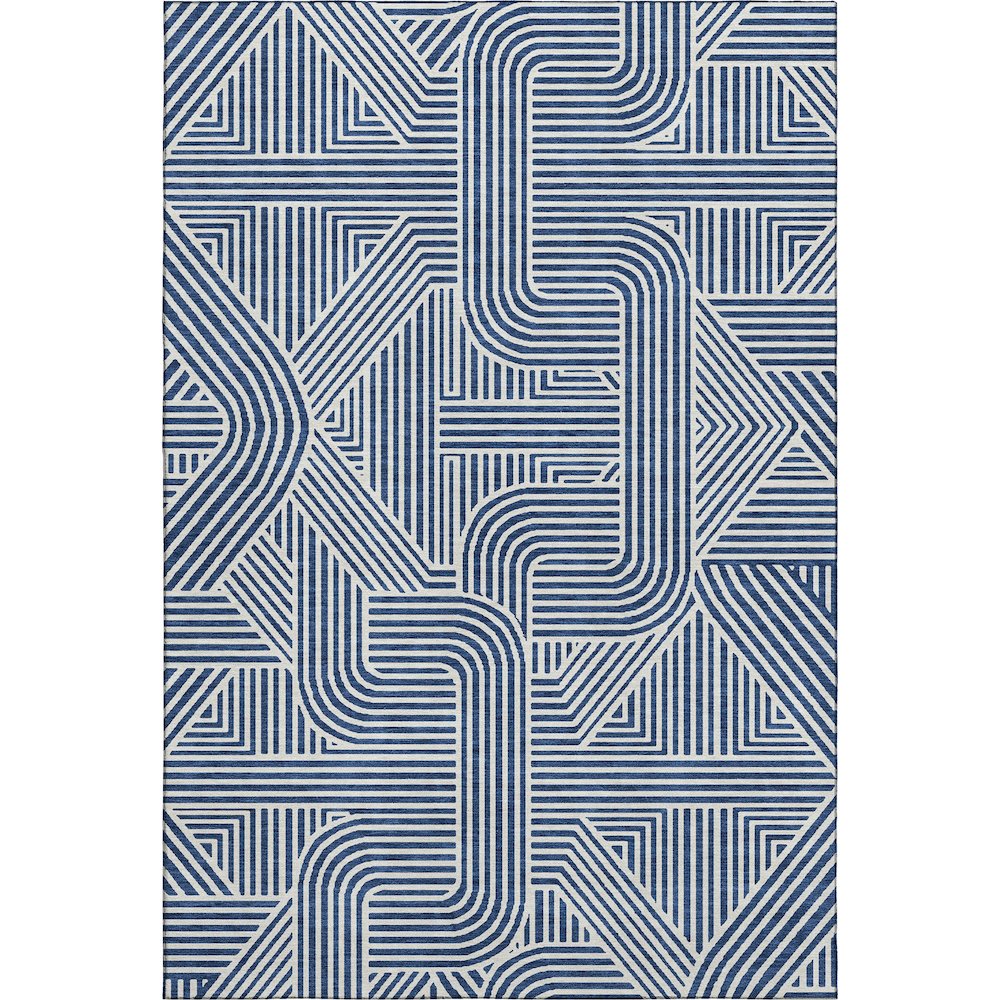 Luxury Washable Indoor/Outdoor The Reserve Navy 3' x 5' Rug. Picture 1