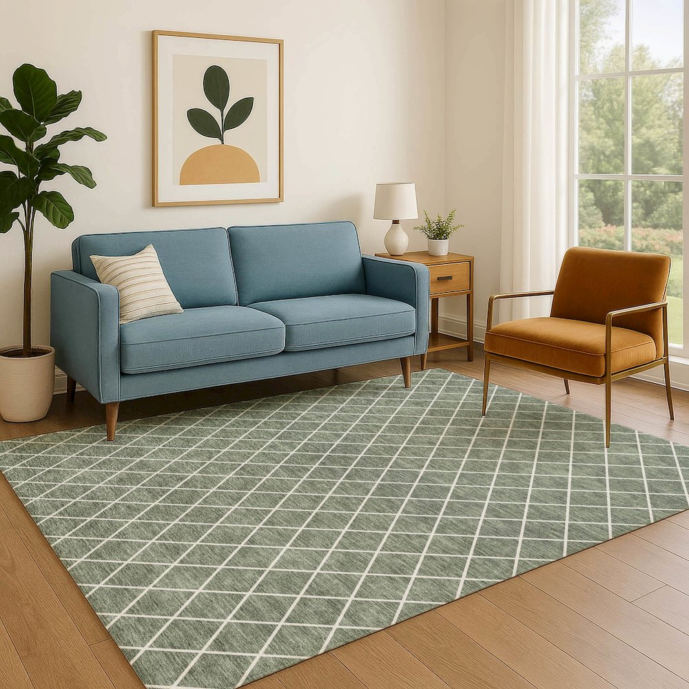 Luxury Washable Indoor/Outdoor The Reserve Basil 3' x 5' Rug. Picture 6