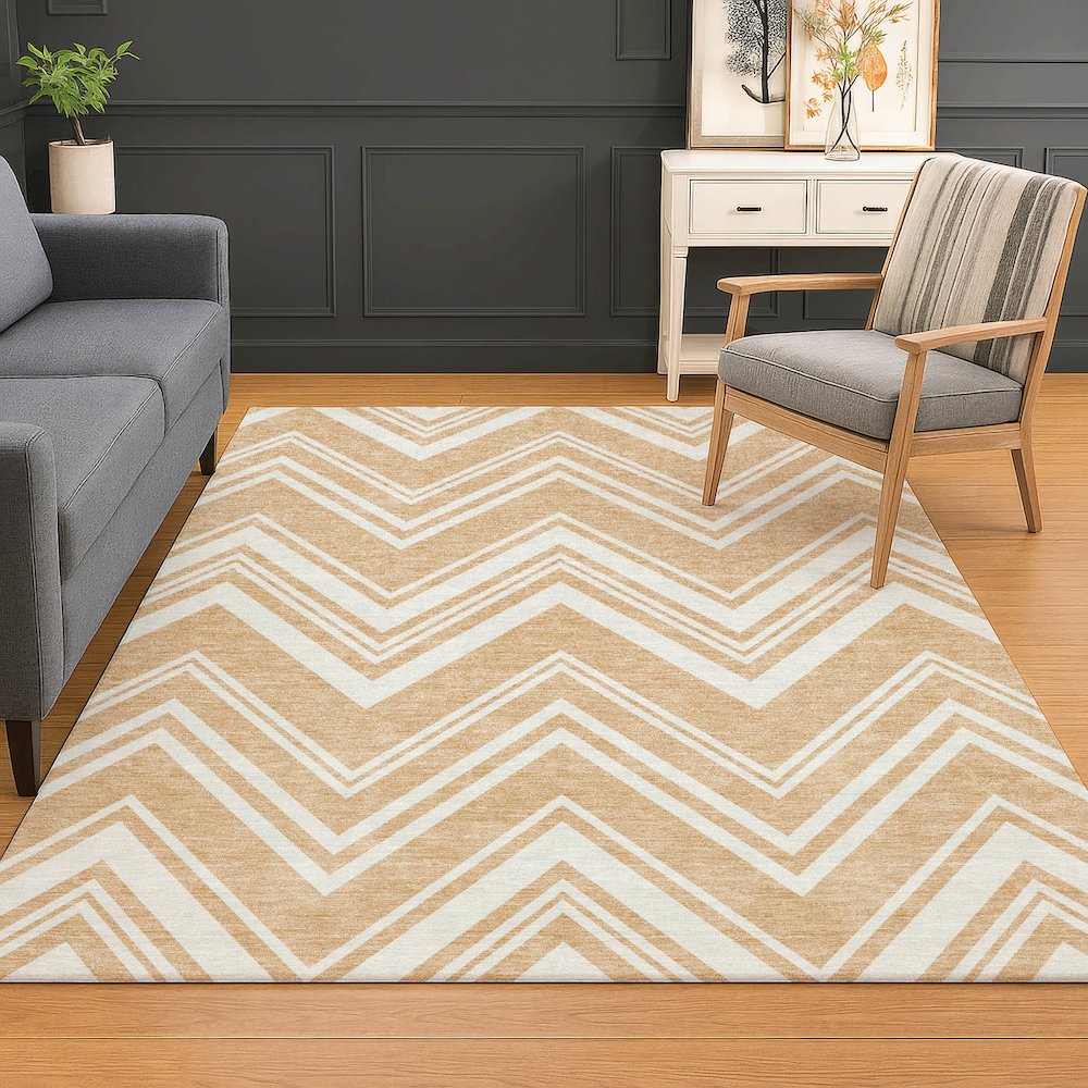 Luxury Washable Indoor/Outdoor The Reserve Peach 3' x 5' Rug. Picture 5