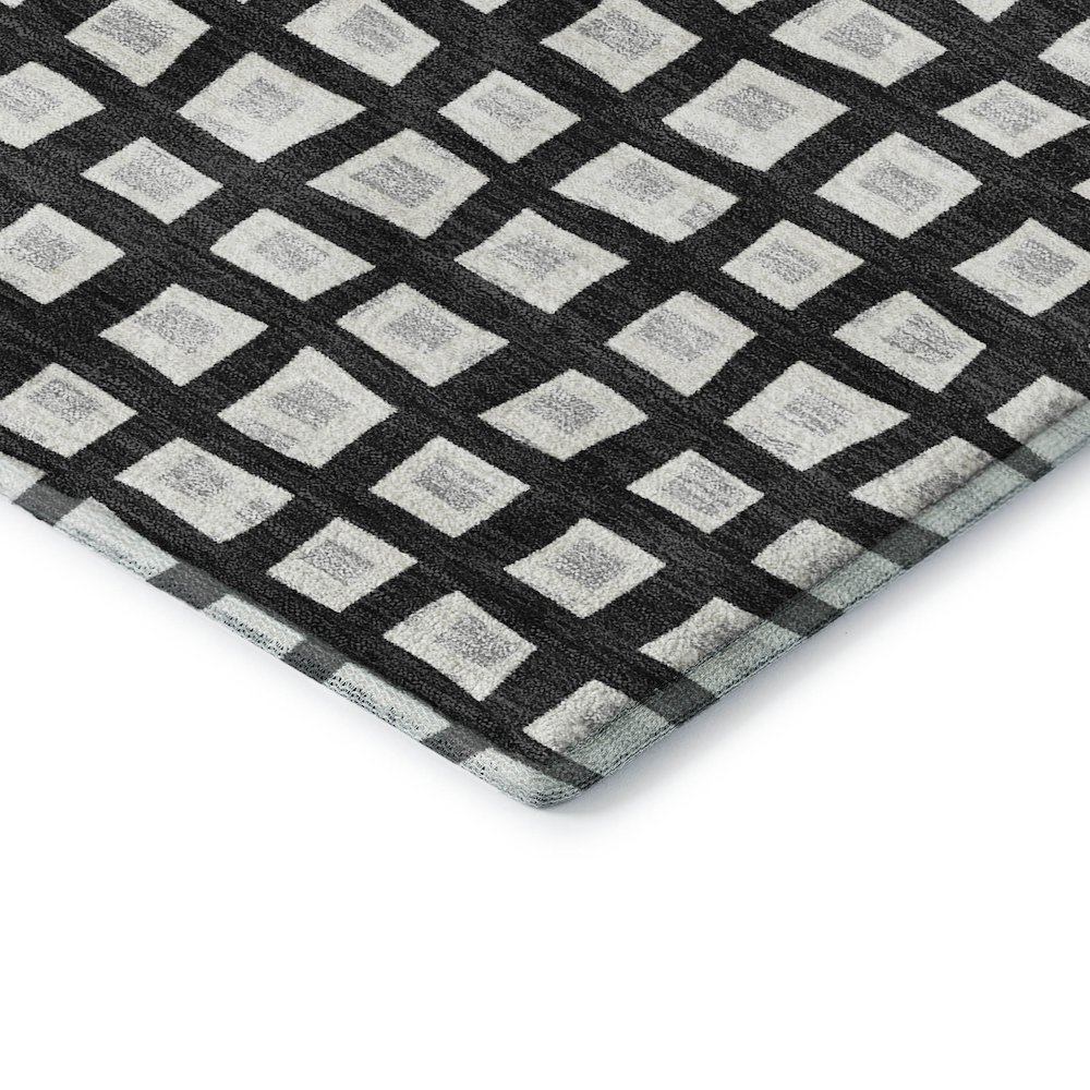 Luxury Washable Indoor/Outdoor The Reserve Black 2'3" x 7'6" Runner Rug. Picture 2