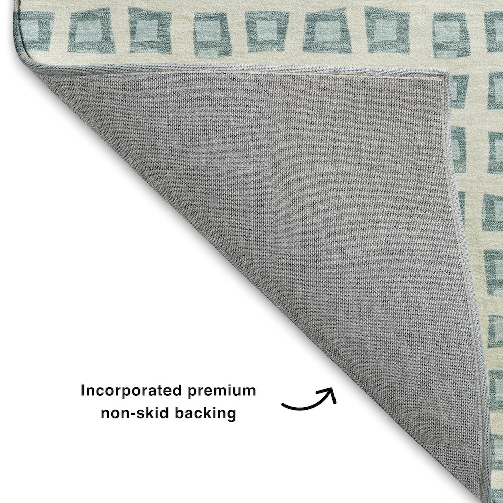 Luxury Washable Indoor/Outdoor The Reserve Teal 2'3" x 7'6" Runner Rug. Picture 4