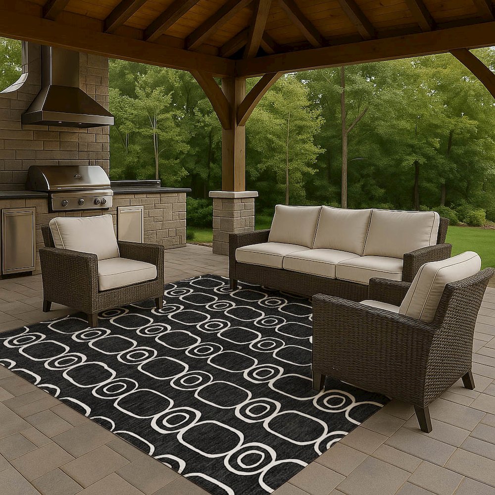 Luxury Washable Indoor/Outdoor The Reserve Black 3' x 5' Rug. Picture 7