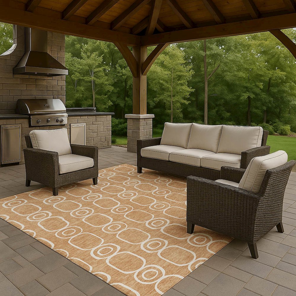 Luxury Washable Indoor/Outdoor The Reserve Copper 3' x 5' Rug. Picture 7