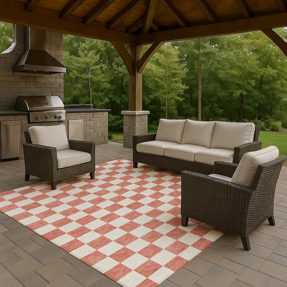 Luxury Washable Indoor/Outdoor The Reserve Coral 3' x 5' Rug. Picture 7