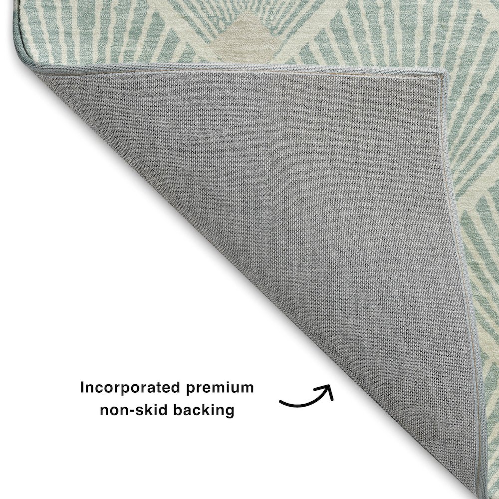 Luxury Washable Indoor/Outdoor The Reserve Seafoam 2'3" x 7'6" Runner Rug. Picture 4