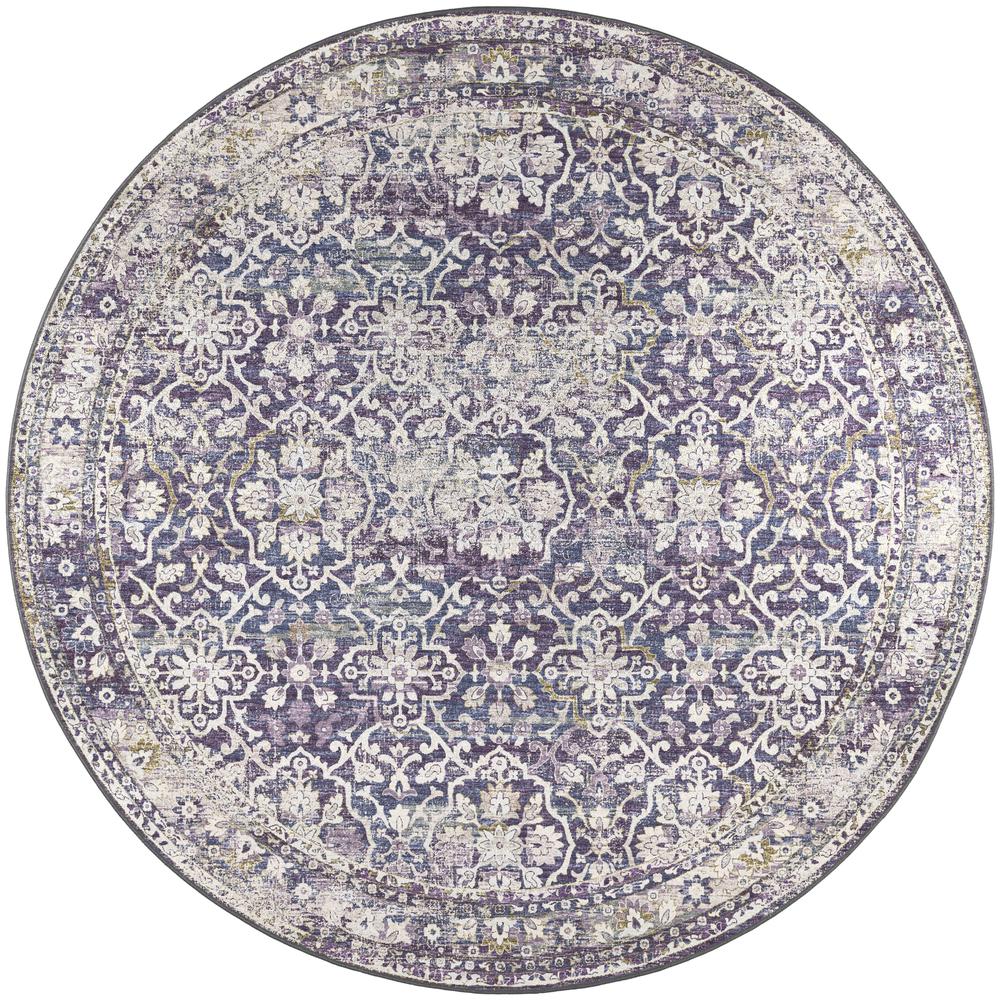 Jericho JC3 Violet 4' x 4' Round Rug. Picture 1