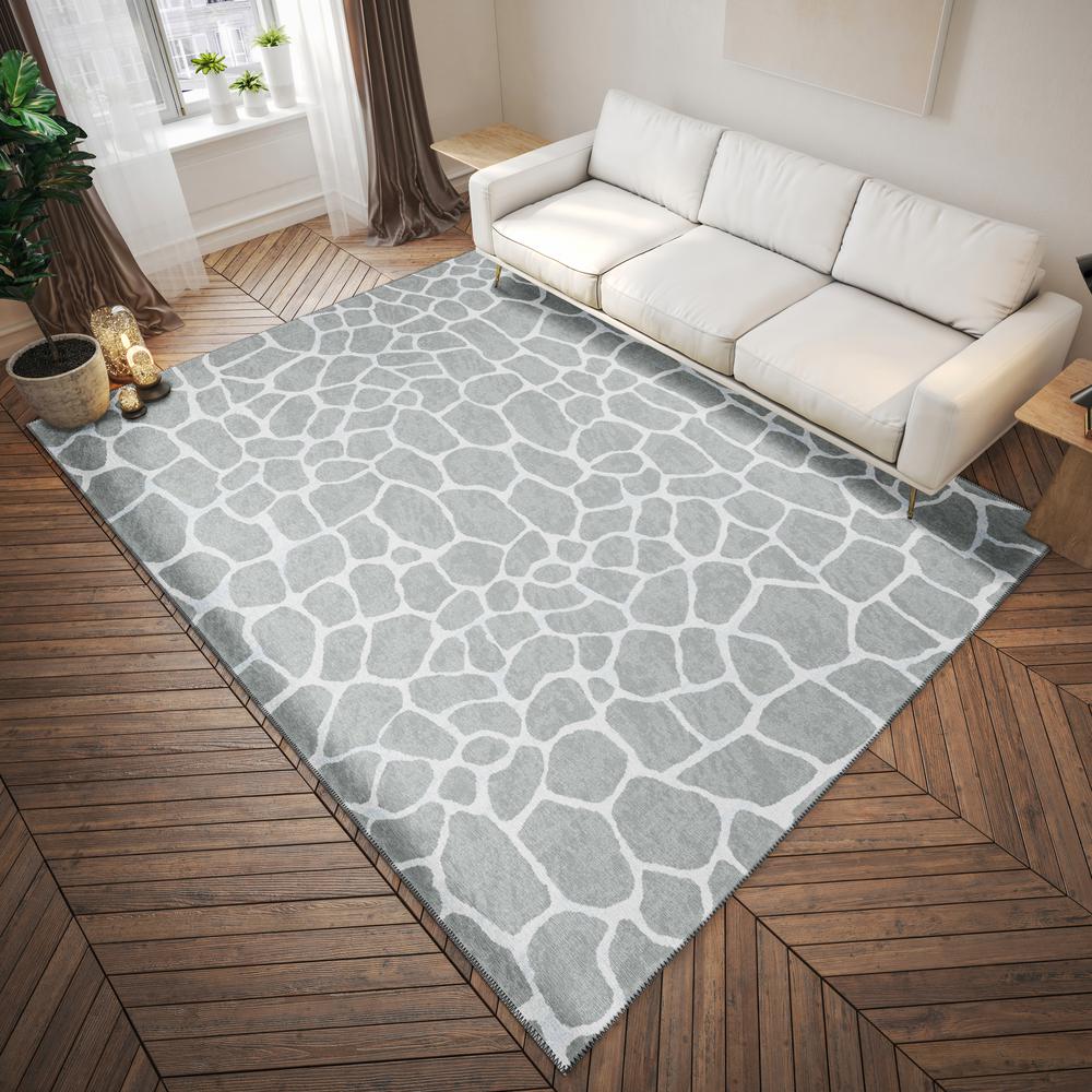 Safari Grey Animal Animal Print 9' x 12' Area Rug Grey ASF34. Picture 1
