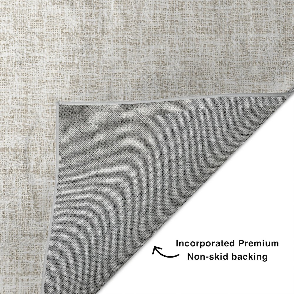 Luxury Washable Voyage VY1 Ivory 2'3" x 7'6" Runner Rug. Picture 4
