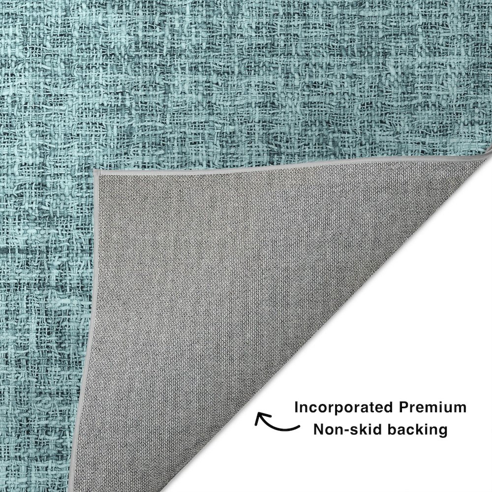 Luxury Washable Voyage VY1 Teal 2'3" x 7'6" Runner Rug. Picture 4