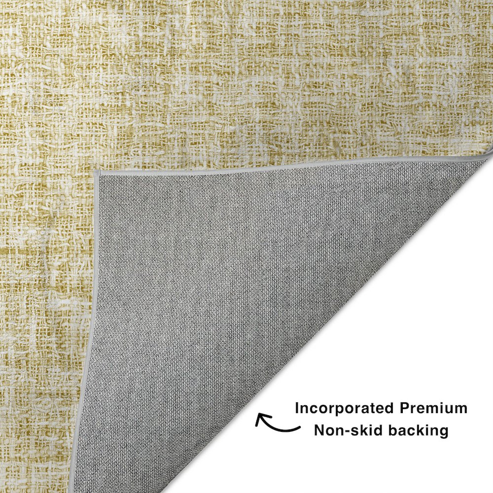 Luxury Washable Voyage VY1 Gold 2'3" x 7'6" Runner Rug. Picture 4