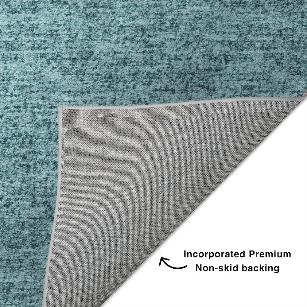 Luxury Washable Voyage VY2 Teal 2'3" x 7'6" Runner Rug. Picture 4