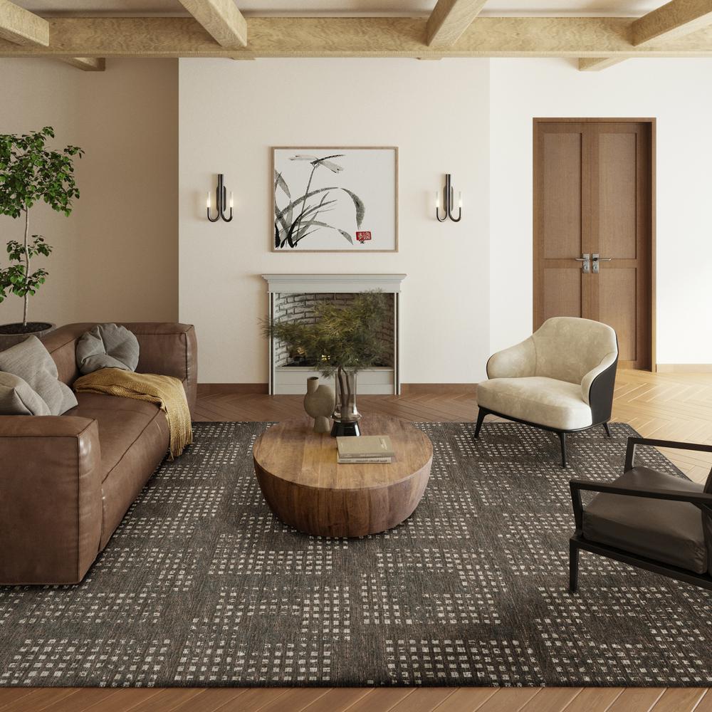 Eleanor Brown Contemporary Geometric 9' x 12' Area Rug Brown AER31. Picture 1