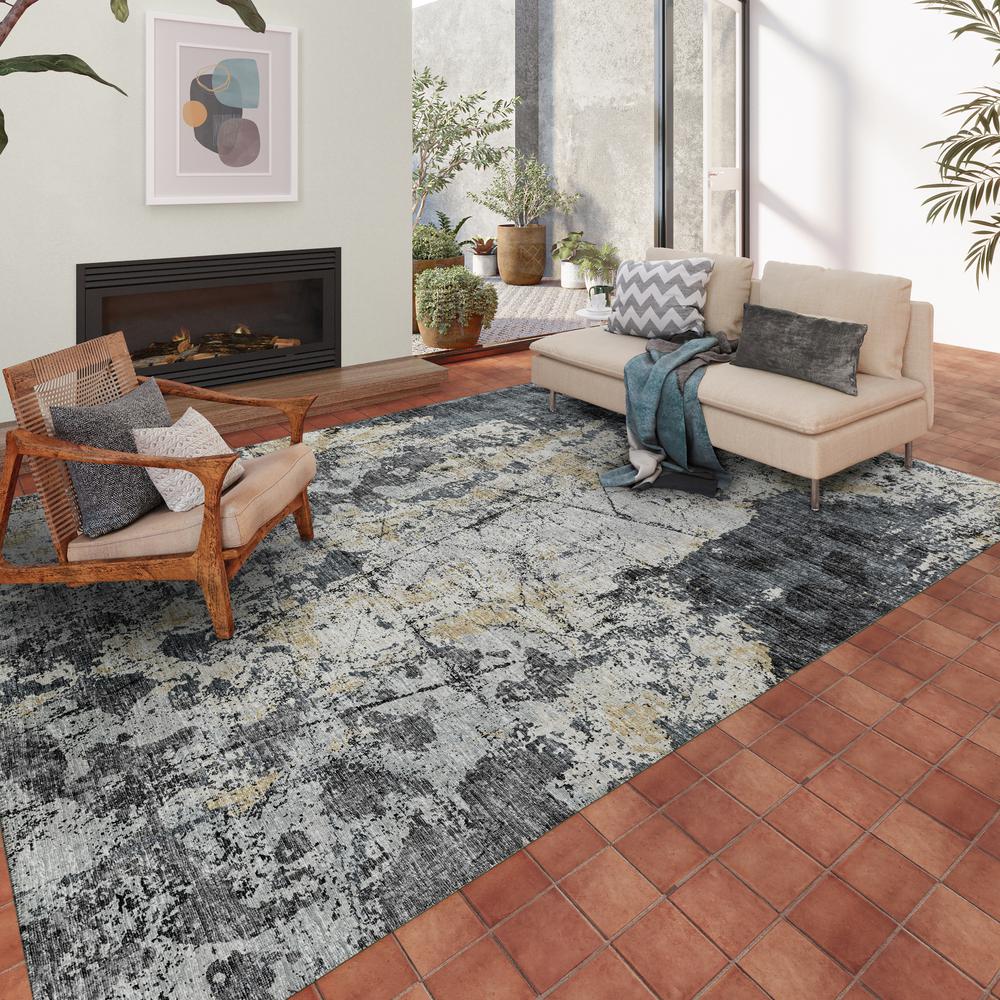 Indoor/Outdoor Accord AAC33 Black Washable 3' x 5' Rug. Picture 2
