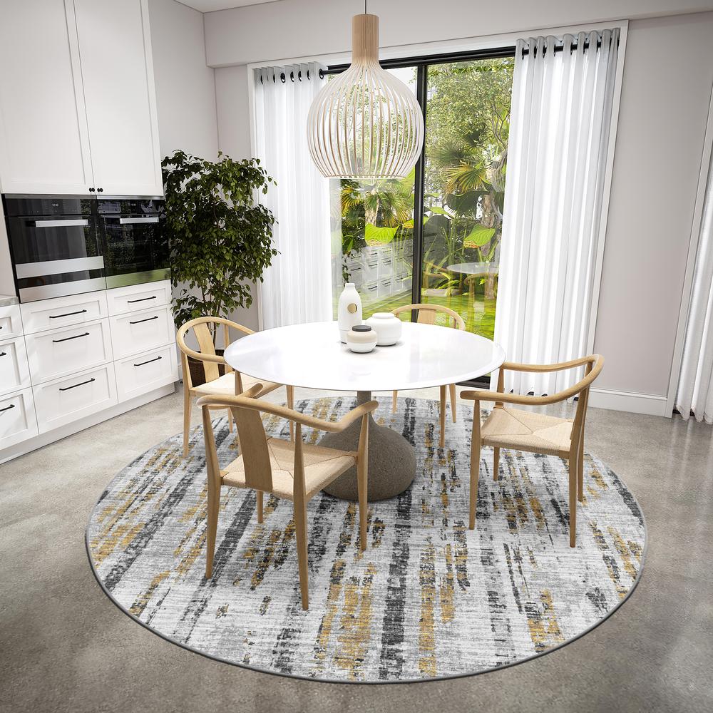 Winslow WL6 Grey 4' x 4' Round Rug. Picture 2