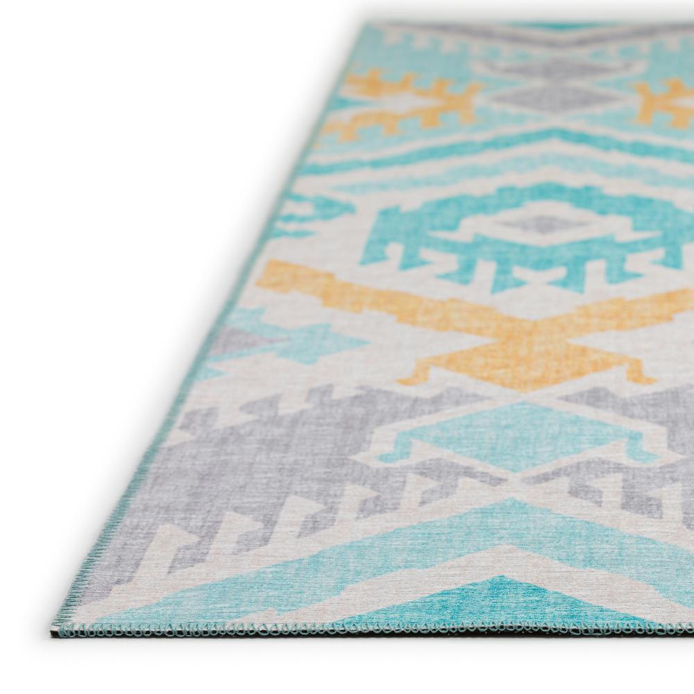 Yuma Aqua Bohemian Ikat 2'3" x 7'6" Runner Rug Aqua AYU32. Picture 3