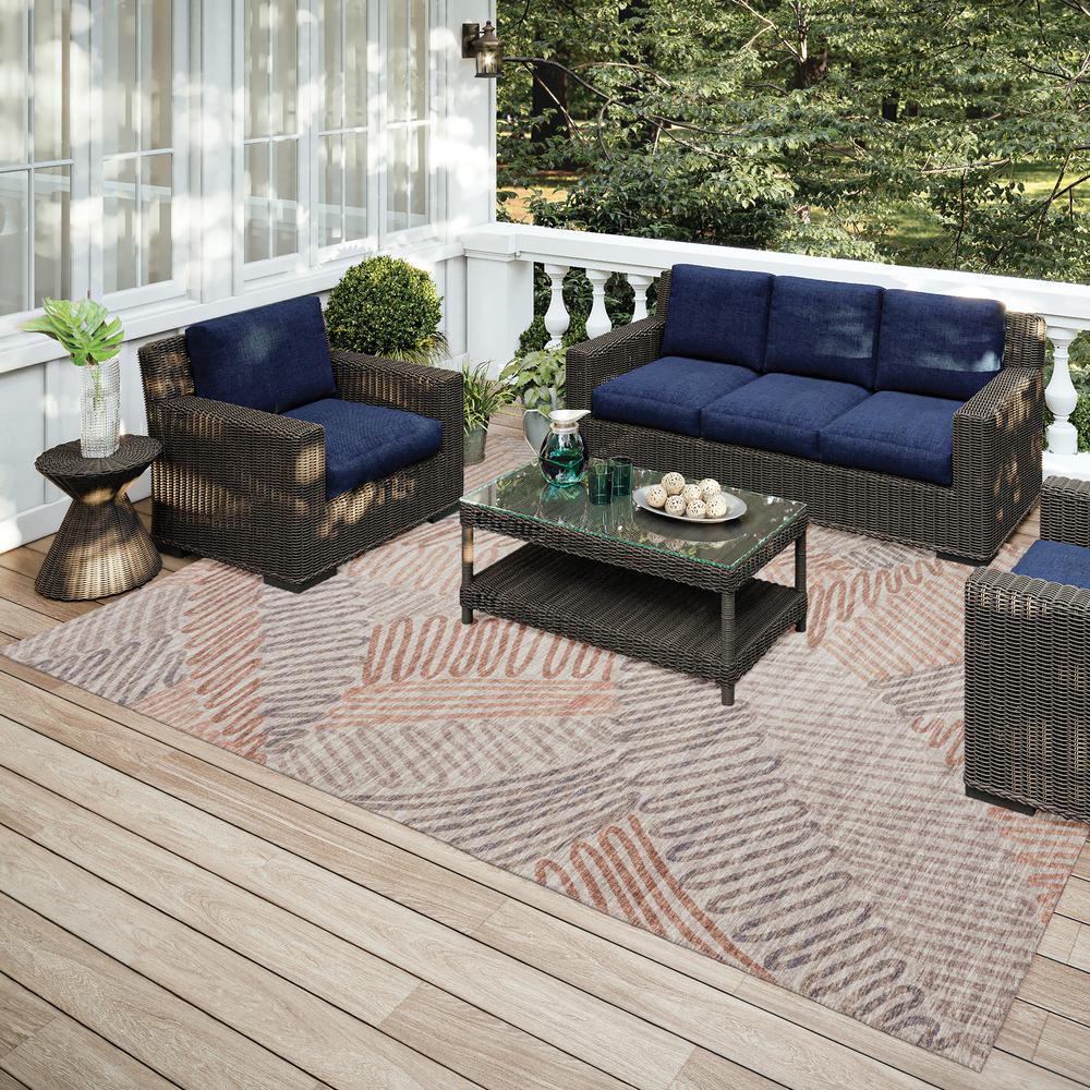 Yuma Mocha Transitional Abstract 9' x 12' Area Rug Mocha AYU41. Picture 1