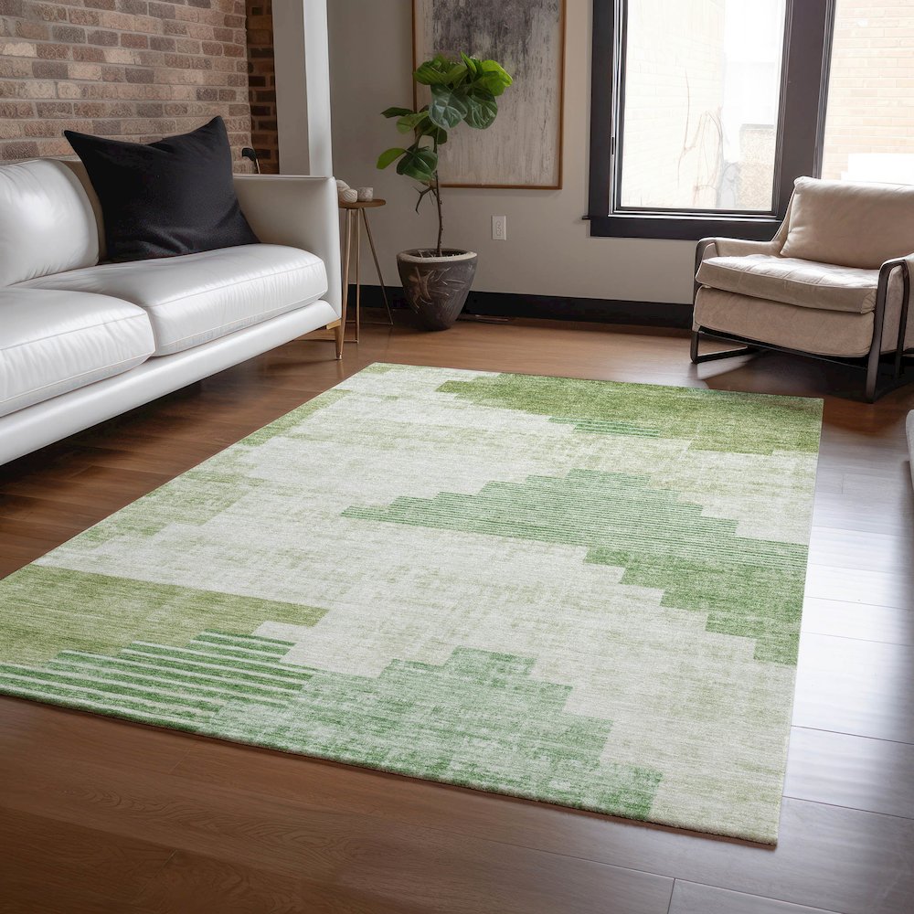 Machine Washable Indoor/Outdoor Chantille Sage 5' x 7'6" Rug. Picture 5