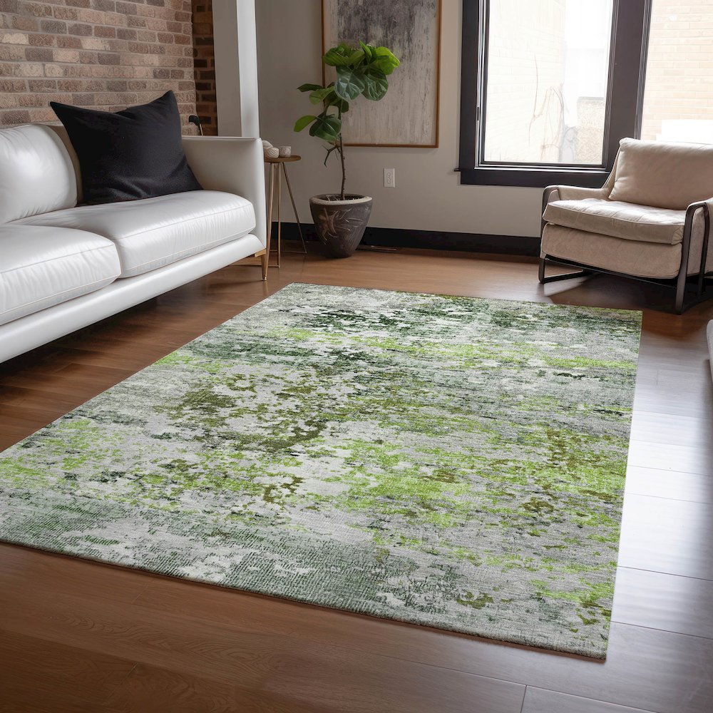 Machine Washable Indoor/Outdoor Chantille Aloe 5' x 7'6" Rug. Picture 5