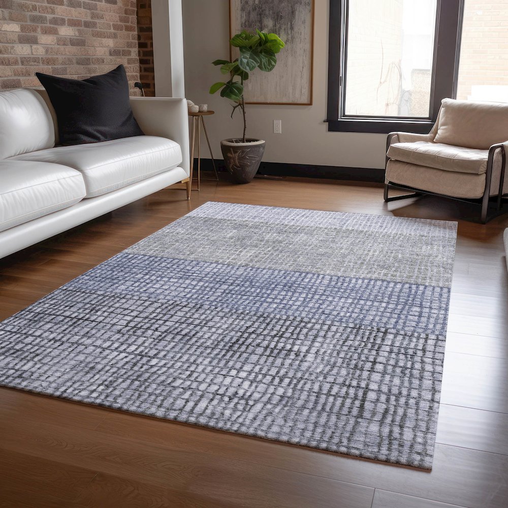 Machine Washable Indoor/Outdoor Chantille Denim 5' x 7'6" Rug. Picture 5