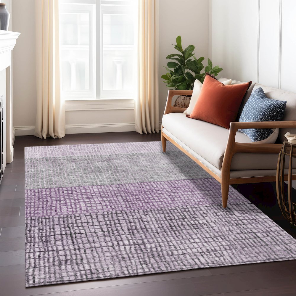Machine Washable Indoor/Outdoor Chantille Plum 5' x 7'6" Rug. Picture 6
