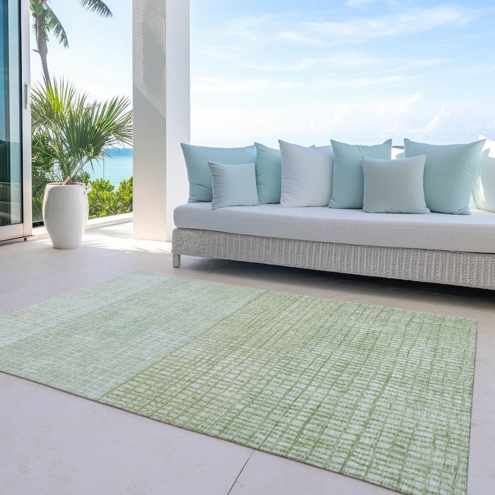 Machine Washable Indoor/Outdoor Chantille Sage 5' x 7'6" Rug. Picture 7