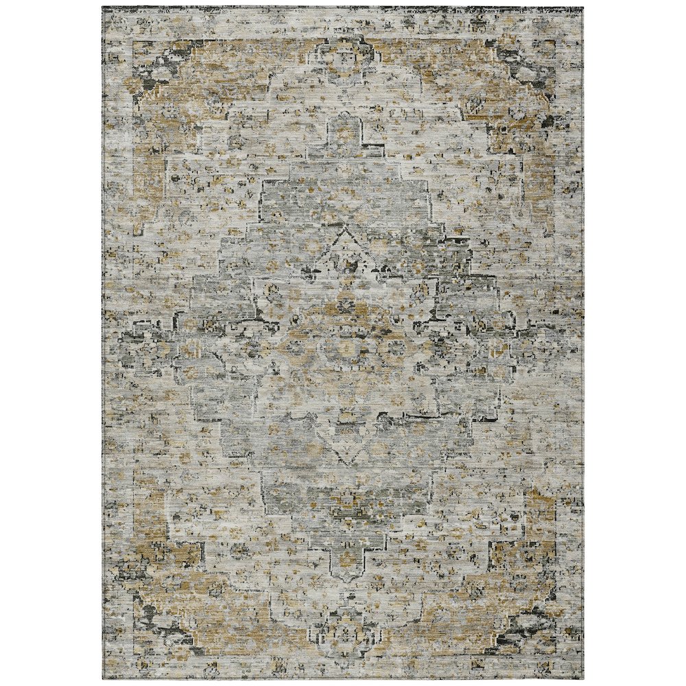 Machine Washable Indoor/Outdoor Chantille Taupe 5' x 7'6" Rug. Picture 1
