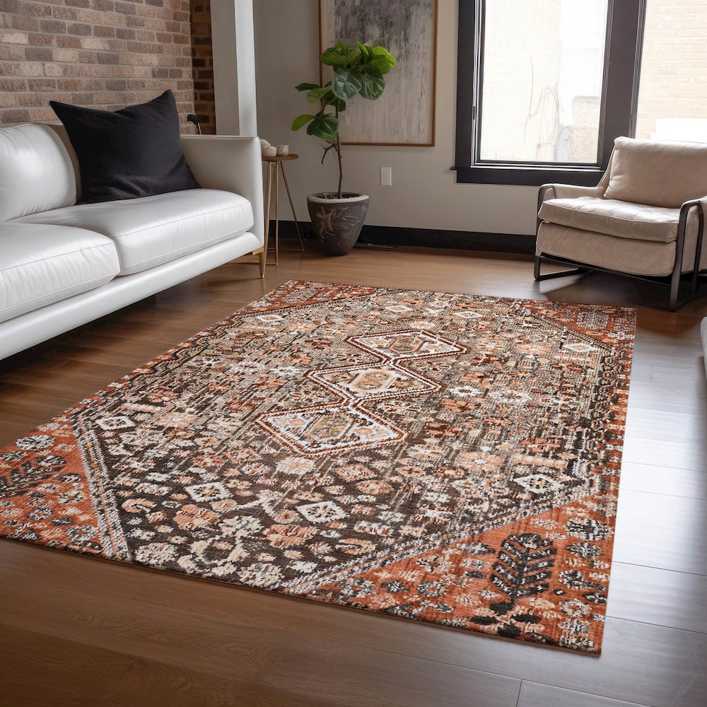 Machine Washable Indoor/Outdoor Chantille Fudge 5' x 7'6" Rug. Picture 5