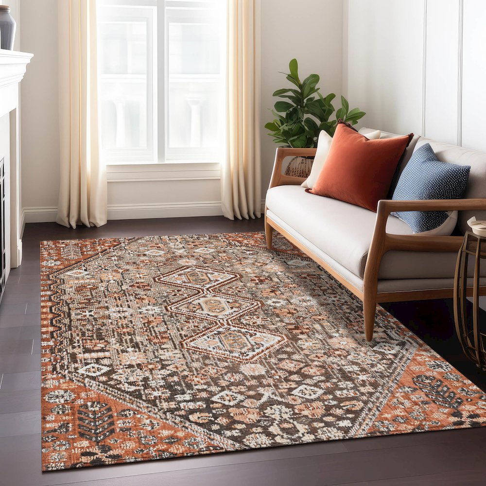 Machine Washable Indoor/Outdoor Chantille Fudge 5' x 7'6" Rug. Picture 6