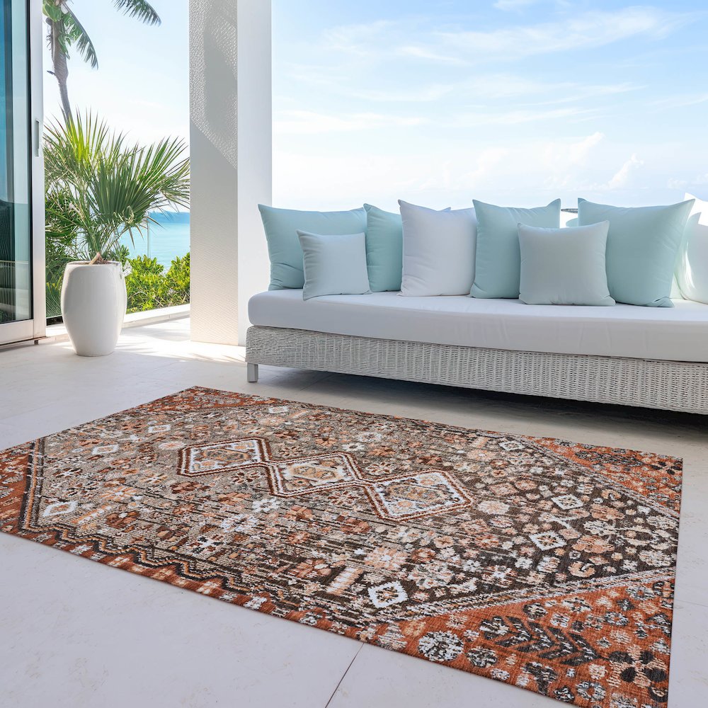 Machine Washable Indoor/Outdoor Chantille Fudge 5' x 7'6" Rug. Picture 7